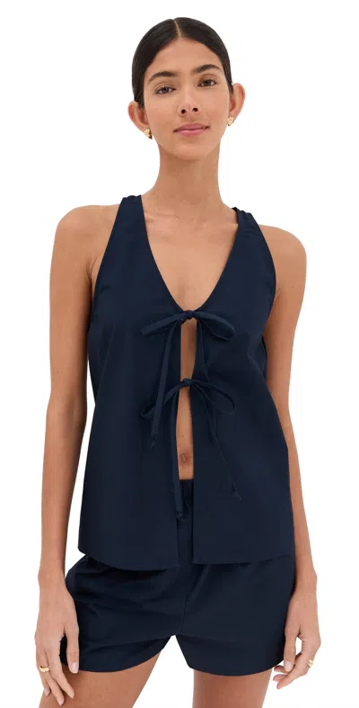 Le Bop Minnie Tie Front Top Navy