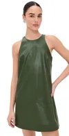Le Bop Molly Faux Leather Dress Dark Green In Green