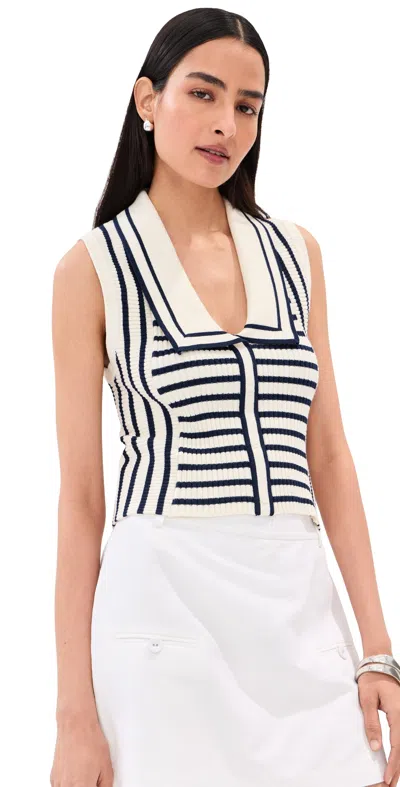 Le Bop Noa Ribbed Tank Top Midnight/white In Multi