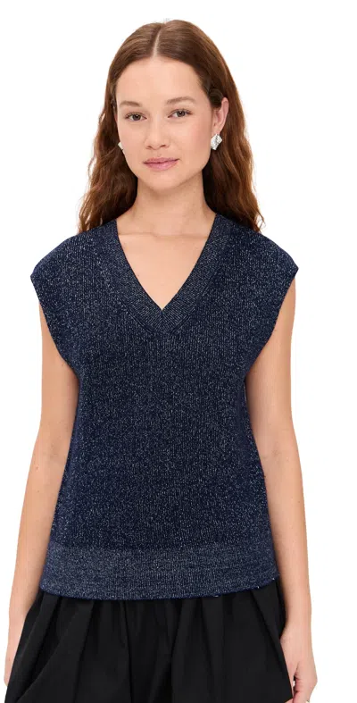 Le Bop Nova Metallic Sweater Vest Navy In Blue