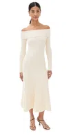 Le Bop Off Shoulder Midi Dress Antique White