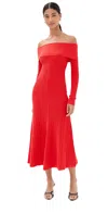 Le Bop Off Shoulder Midi Dress Cherry