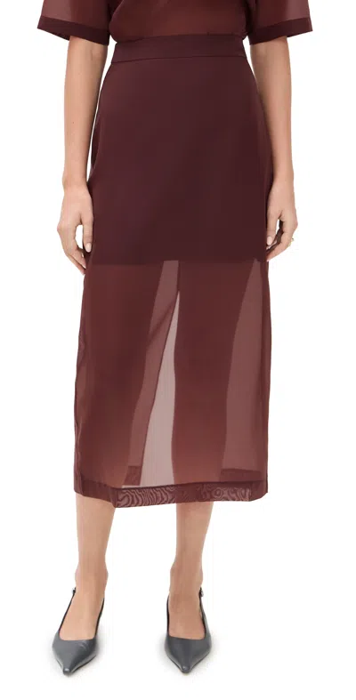 Le Bop Olivia Organza Skirt Mahogany In Brown