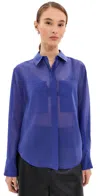 Le Bop Organza Button Down Deep Iris In Blue