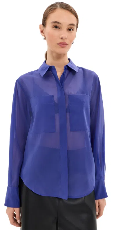 Le Bop Organza Button Down Deep Iris In Blue
