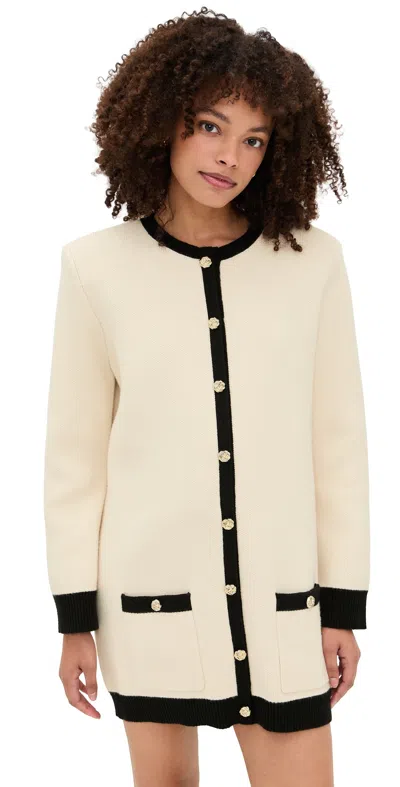Le Bop Parker Gold Button Sweater Dress Ivory In White