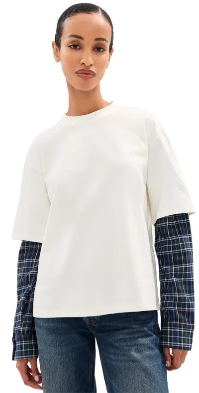 Le Bop Phoenix Double Layer Shirt Off White/navy Plaid
