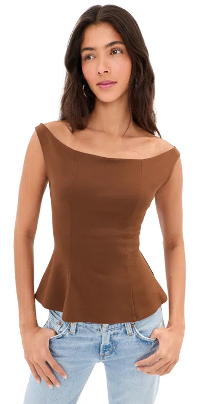 Le Bop Ponte Off Shoulder Top Chocolate In Brown