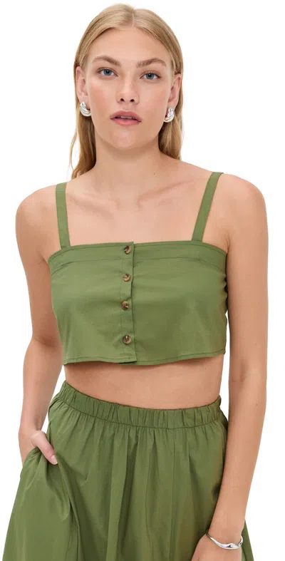 Le Bop Poplin Martha Top Olive In Green