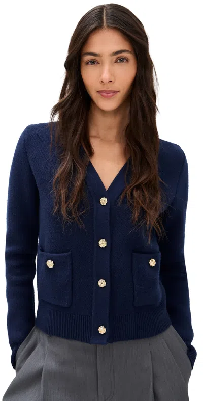 Le Bop Quinn Gold Button Cardi Navy In Blue