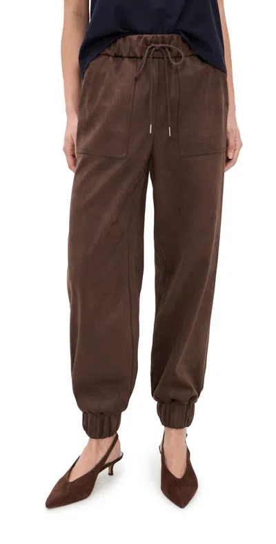 Le Bop Remy Faux Suede Joggers Coffee In Brown