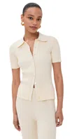 Le Bop Ribbed Button Up Antique White