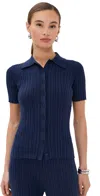 Le Bop Ribbed Button Up Dark Denim In Dark Denim
