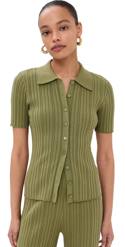 Le Bop Ribbed Button Up Olive
