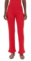 Le Bop Ribbed Flare Pants Poppy In Red