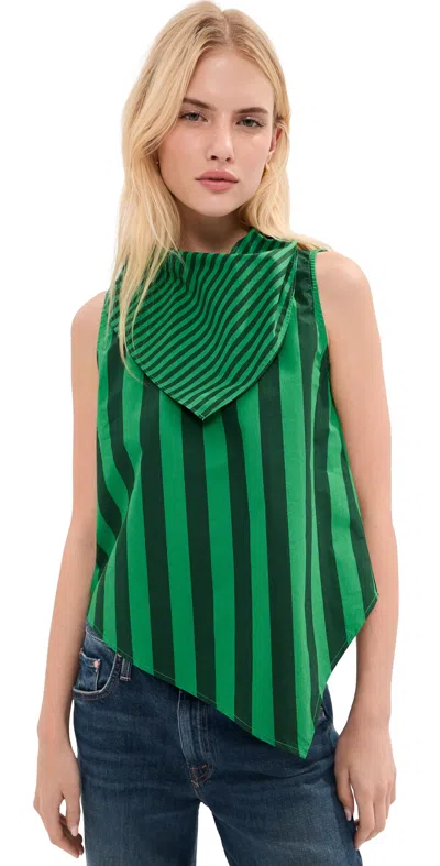 Le Bop Riley Blouse Green/dark Green Stripe In Yellow