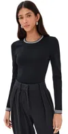 Le Bop Ringer Long Sleeve Bodysuit Black & White