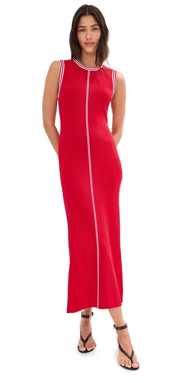 Le Bop Ringer Midi Dress Poppy/white In Red