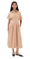 Le Bop Roberta Button Down Dress Camel Pinstripe In Brown