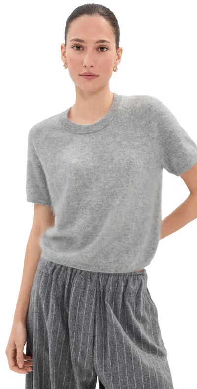 Le Bop Rosa Short Sleeve Cashmere Sweater Grey Melange In Gray