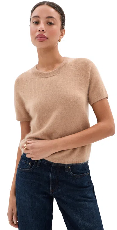 Le Bop Rosa Short Sleeve Cashmere Sweater Light Camel In Gray
