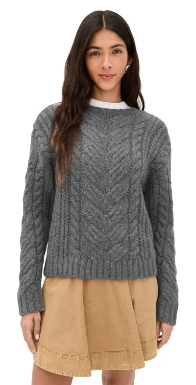 Le Bop Sabine Cable Knit Sweater Charcoal Grey In Gray