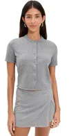 Le Bop Short Sleeve Cardigan Heather Grey In Gray