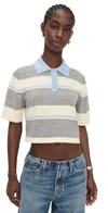 Le Bop Short Sleeve Striped Polo Heather Grey Stripe