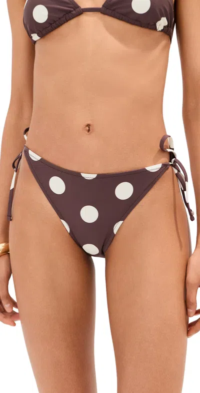 Le Bop Side Tie Bikini Bottoms Chocolate Polka Dot In Multi
