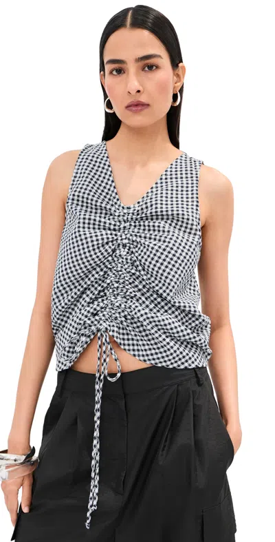 Le Bop Sleeveless Fallon Top Navy Check In Blue
