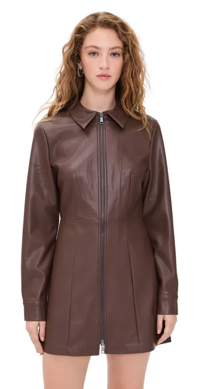 Le Bop Sloane Faux Leather Dress Coffee In Brown