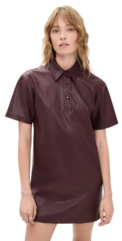 Le Bop Solene Faux Leather Polo Dress Chocolate In Brown