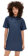 Le Bop Solene Faux Leather Polo Dress Midnight Navy In Blue