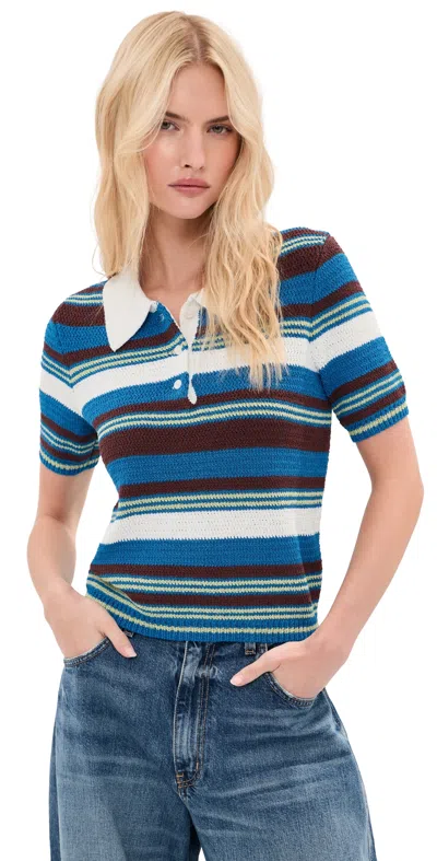 Le Bop Stripe Boucle Polo Shirt Cobalt Multi
