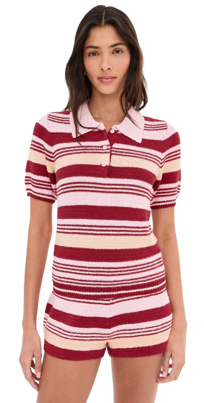 Le Bop Striped Boucle Polo Pink Multi