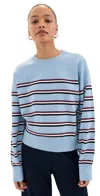 Le Bop Striped Boxy Pullover Light Blue Stripe