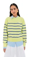 Le Bop Striped Boxy Pullover Sunglow Stripe In Yellow