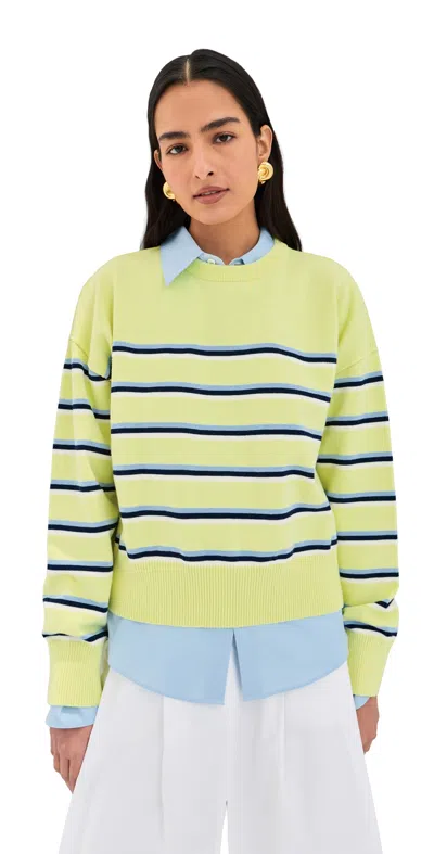 Le Bop Striped Boxy Pullover Sunglow Stripe In Yellow