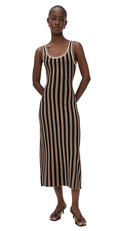 Le Bop Striped Jacquard Dress Chocolate/black In Multi