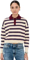 Le Bop Striped Polo Burgundy Stripe In Burgundy Stripe