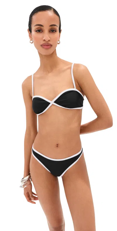 Le Bop Tamera Colorblock Bikini Top Black/white In Multi