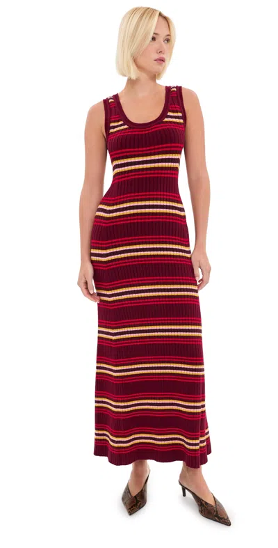 Le Bop Teller Maxi Dress Burgundy Stripe Multi