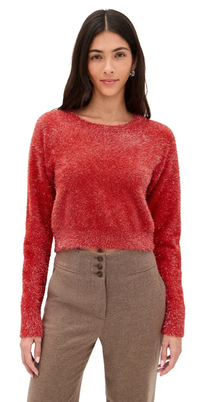 Le Bop Tinsel Cropped Sweater Crimson In Red