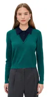 Le Bop Trompe L'oeil Layered Polo Everglade/navy In Green