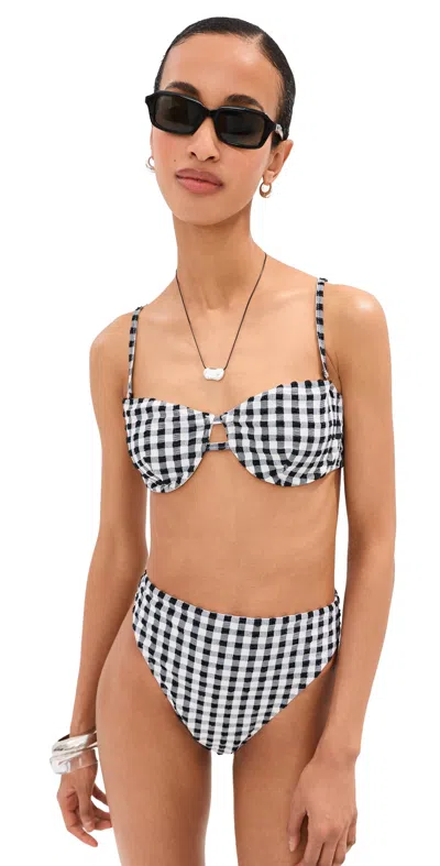 Le Bop Underwire Bikini Top Gingham (black/white) In Multi