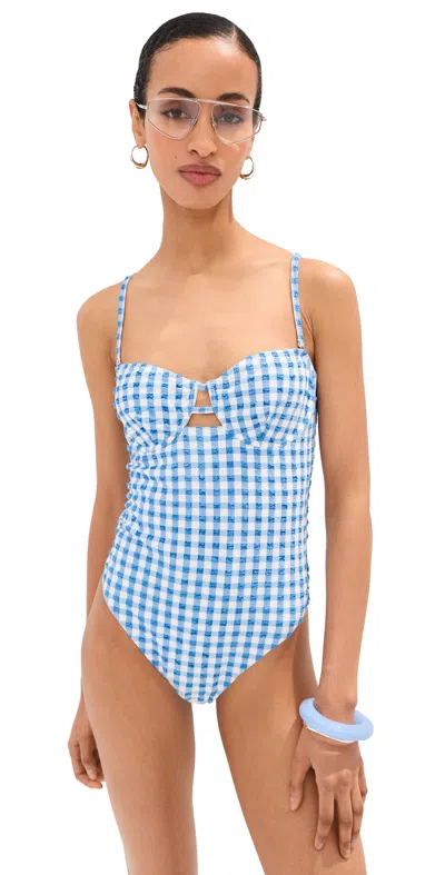 Le Bop Underwire One Piece Gingham (marina/ivory) In Blue