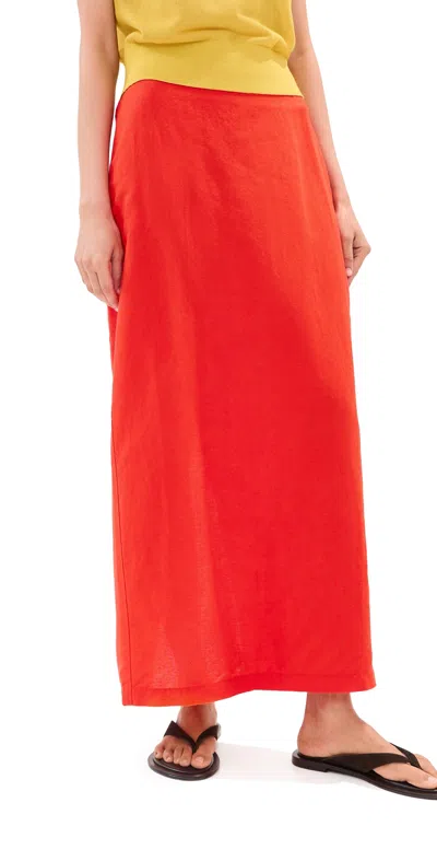 Le Bop Vanessa Linen Maxi Skirt Clam Bake In Red