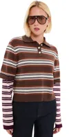 Le Bop Wesley Polo Pullover Chocolate Stripe Multi In Chocolate Stripe Multi