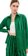 Le Bop Winnie Button Down Green/dark Green Stripe In Green/dark Green Stripe