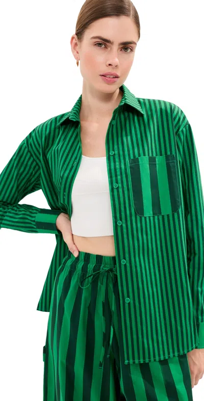 Le Bop Winnie Button Down Green/dark Green Stripe